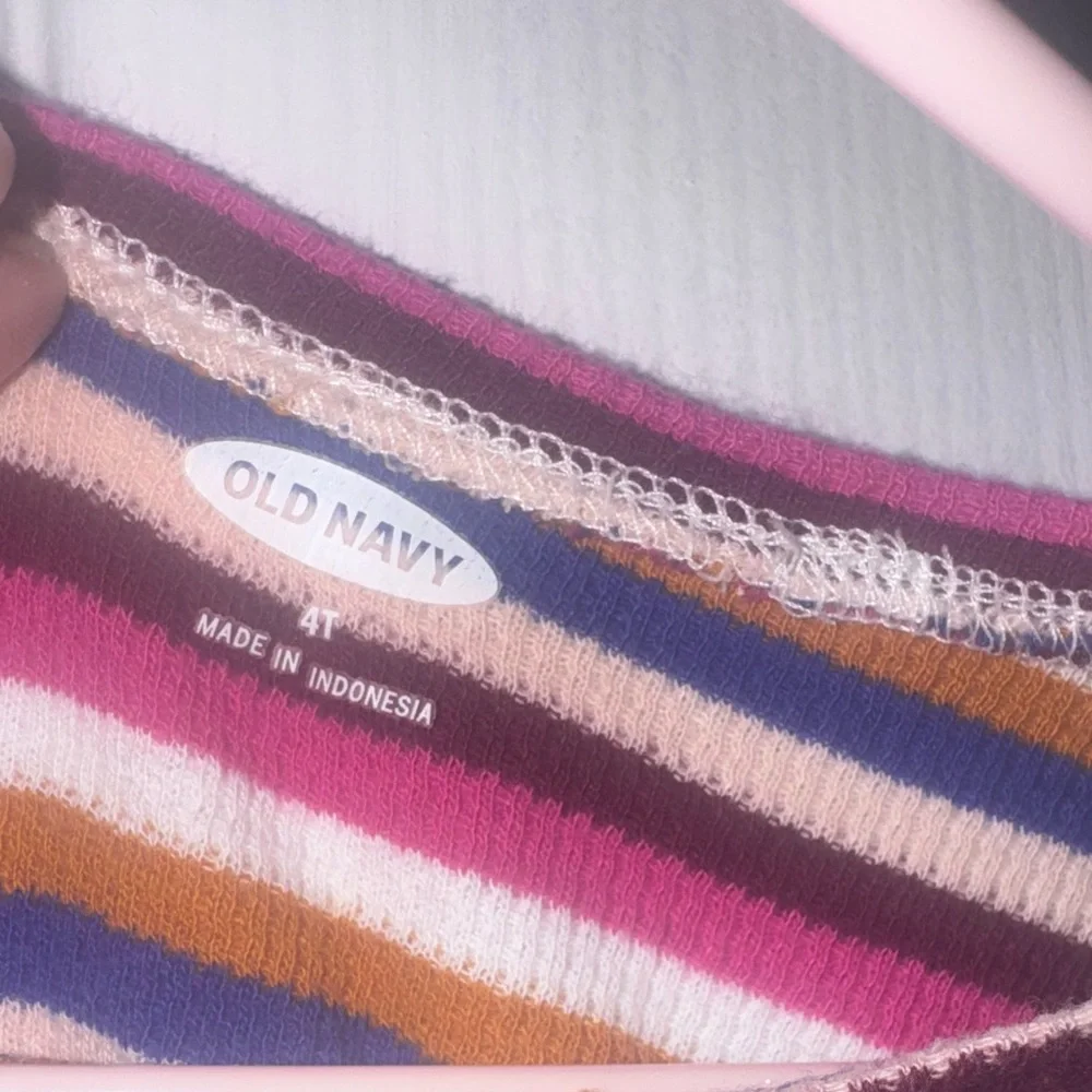 Old Navy Girls 4T Ribbed Striped Long Sleeve Top Multicolor